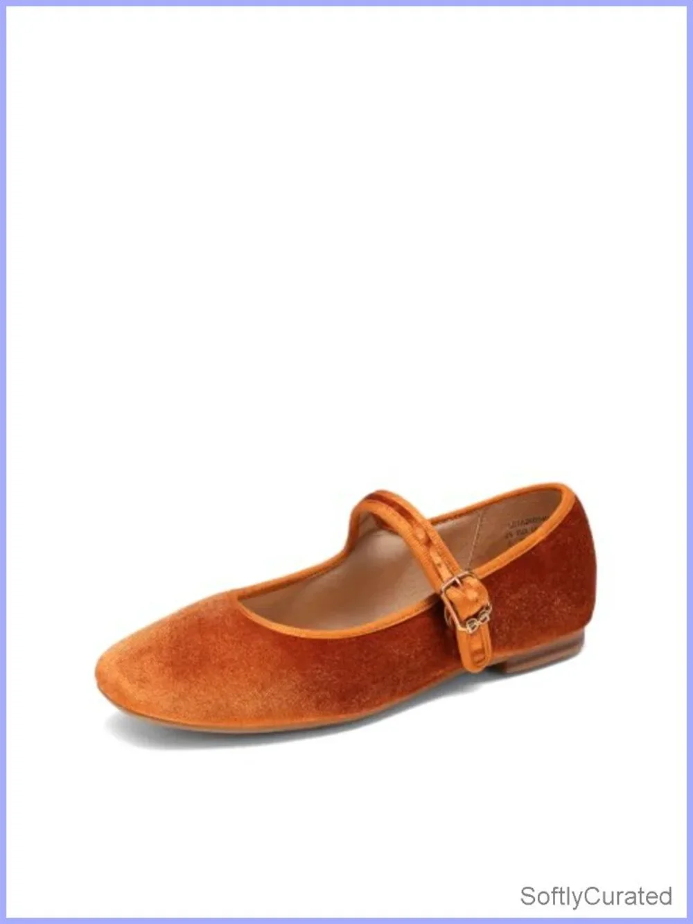 Velvet Mary Jane Ballet Flats Square Toe Buckle Strap Comfort